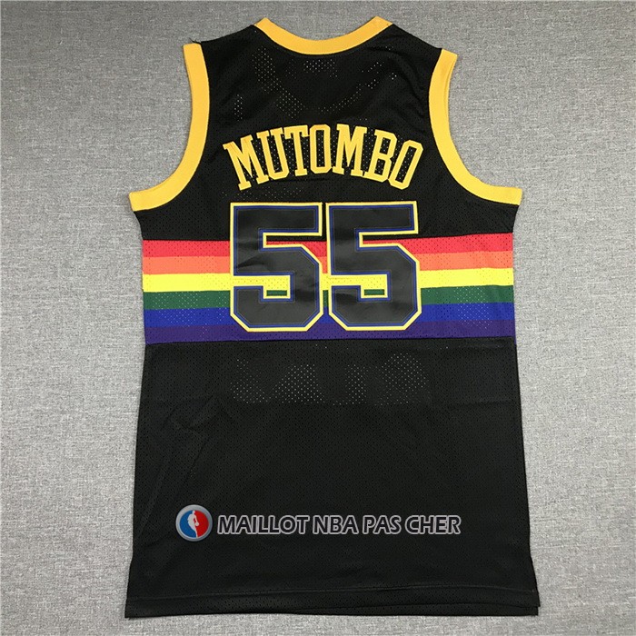 Maillot Denver Nuggets Dikembe Mutombo NO 55 Mitchell & Ness 1991-92 Noir